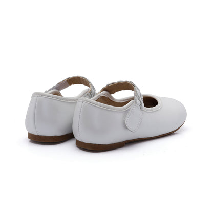 Old Soles 817 Lady Plat kids leather shoe in Nacardo Blanco and Glam Argent with classic detail
