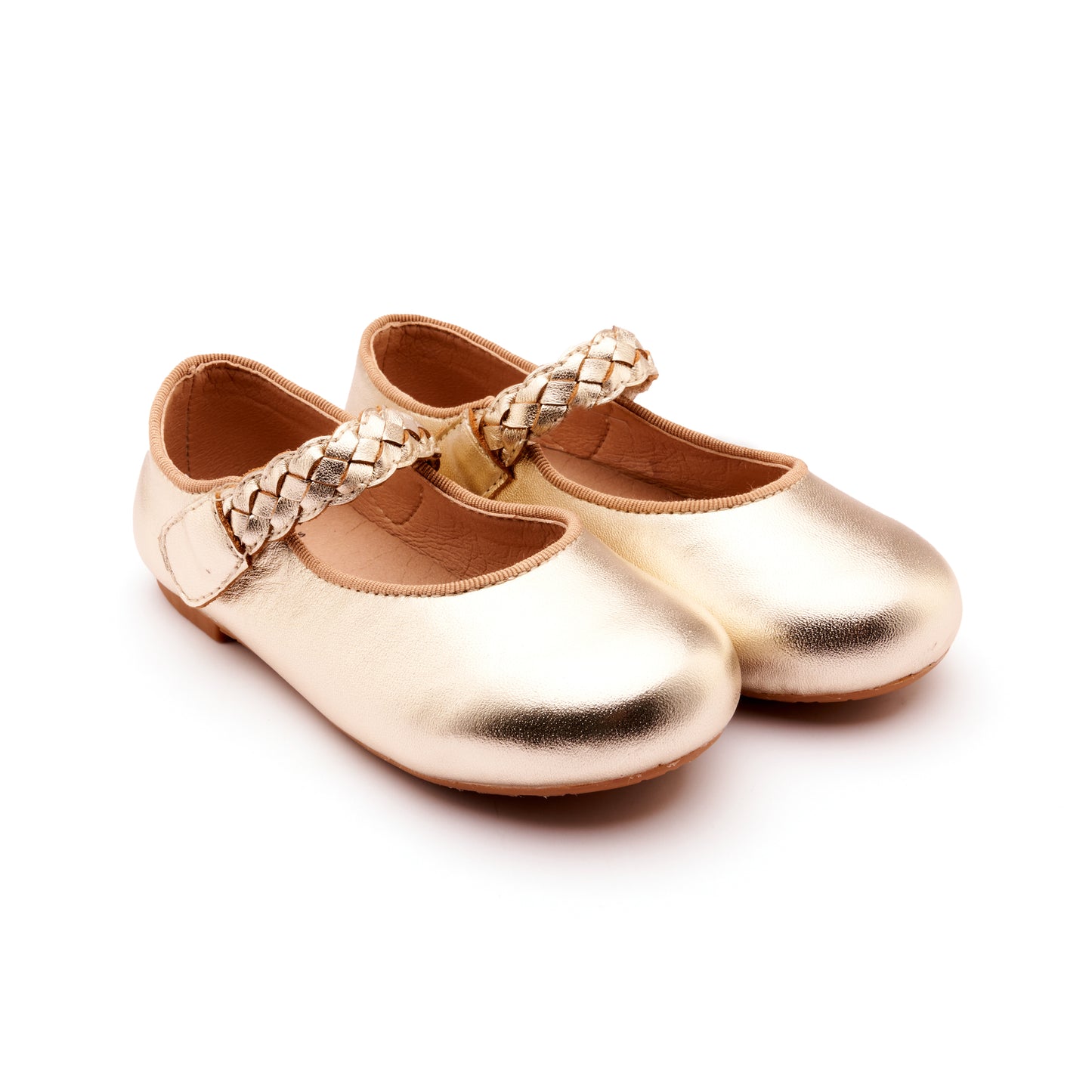 Old Soles 817 Lady Plat kids leather shoe in Gold with classic detail