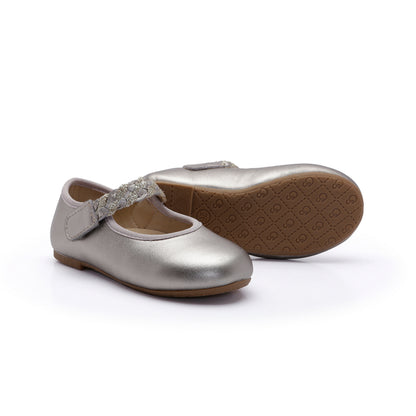 Old Soles 817 Lady Plat kids leather shoe in Gold with classic detail