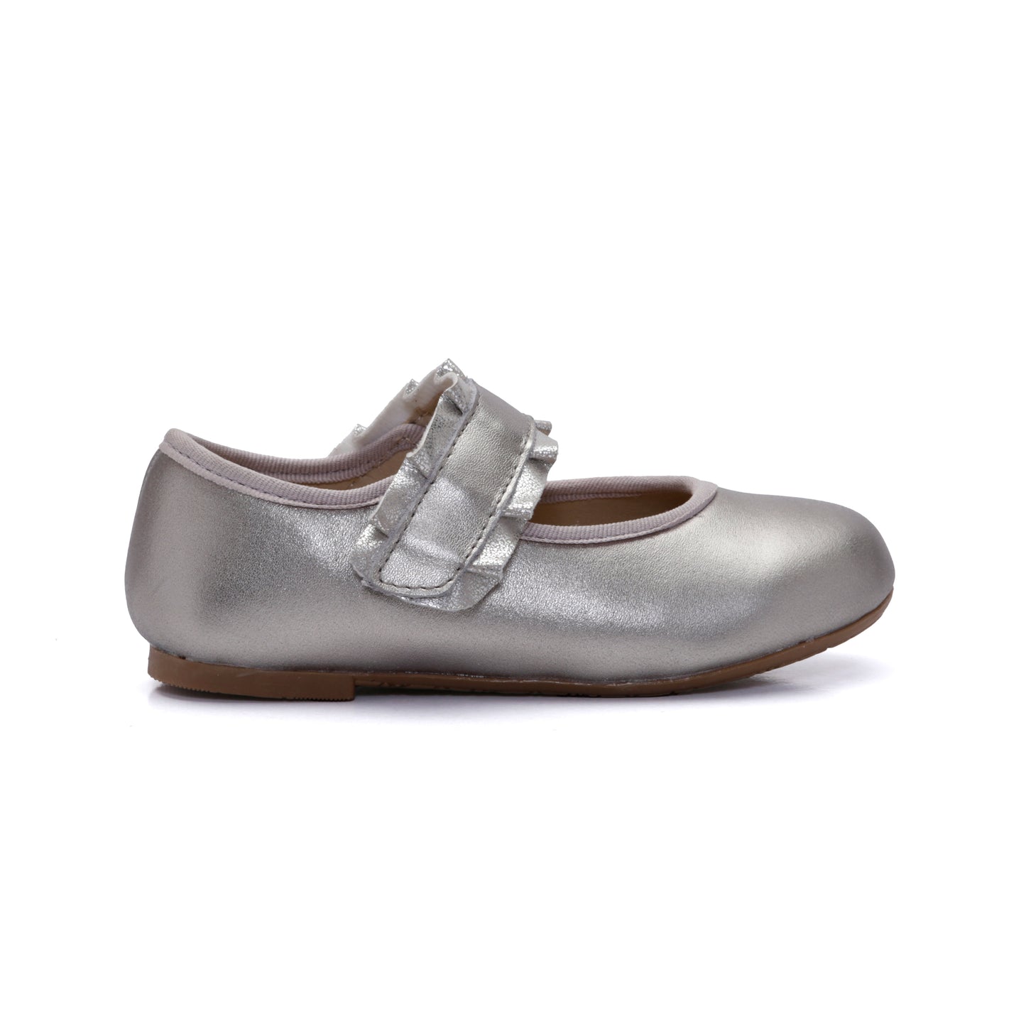 Old Soles 818 Frilly Jane kids leather flat in Millet Gold with ruffle detail