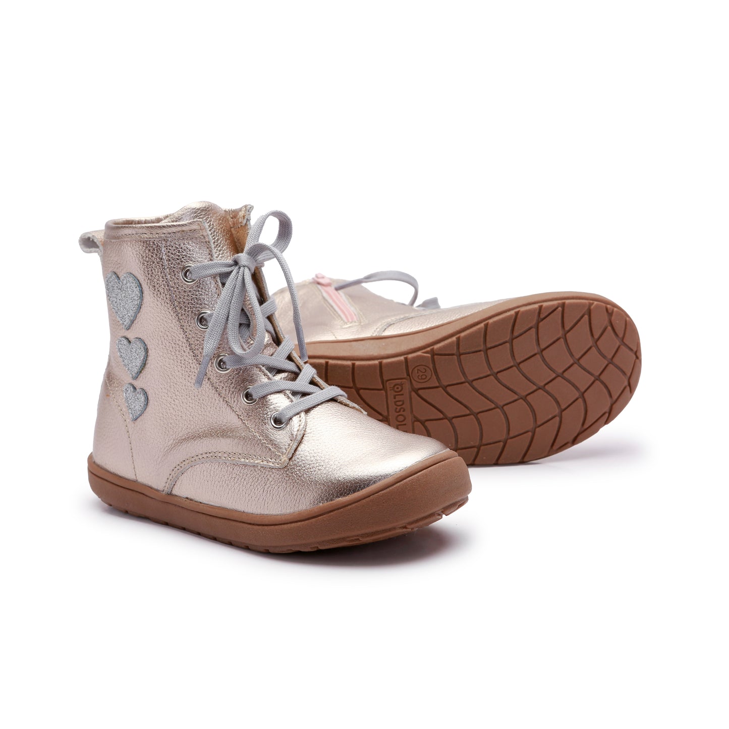 Old Soles 9016 Joy Swag kids leather shoe in Metal Lychee