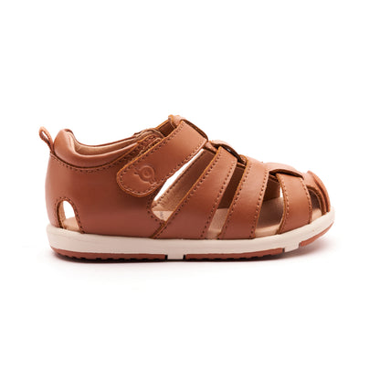 Old Soles 9502 Surf Sandal kids leather sandal in Tan and Sproco Gum Sole with open toe detail