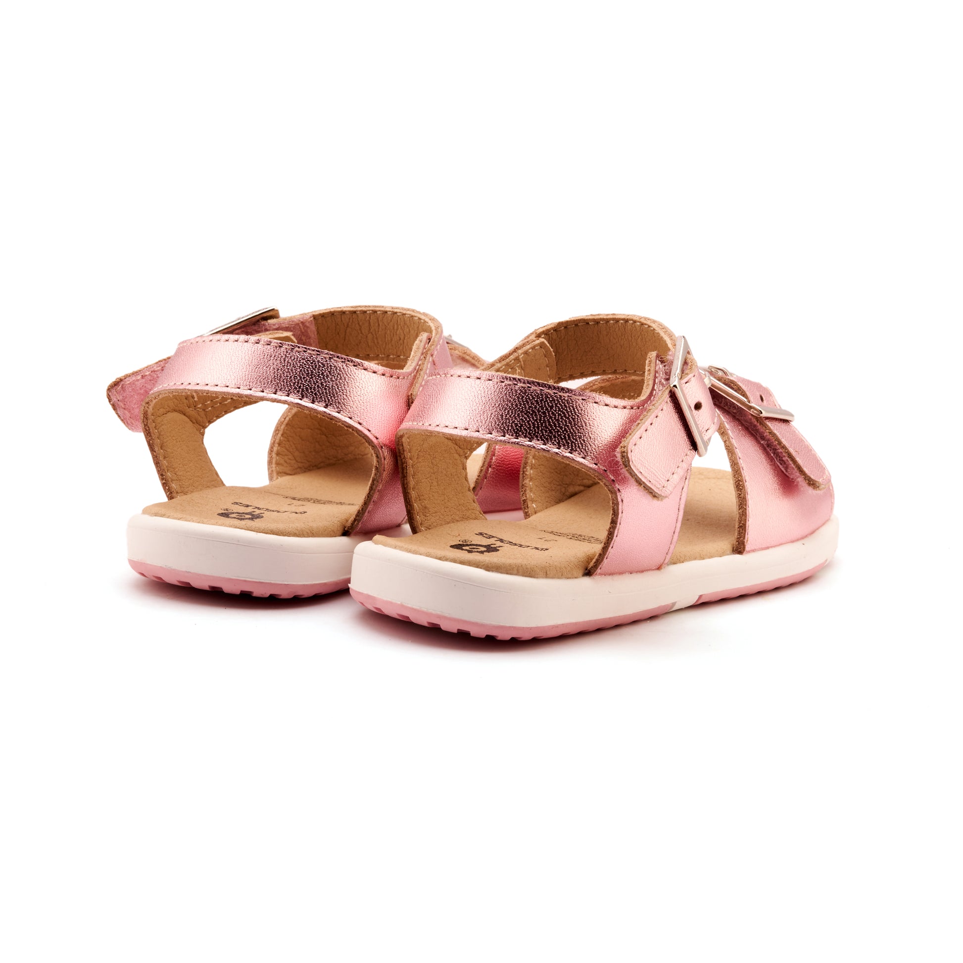 Old Soles 9503 Fresh Cut kids leather shoe in Pink Frost with open toe detail