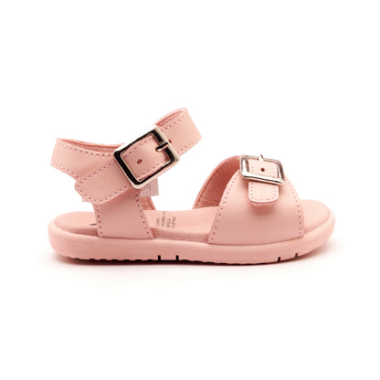 Old Soles 9503 Fresh Cut kids leather shoe in Powder Pink with open toe detail