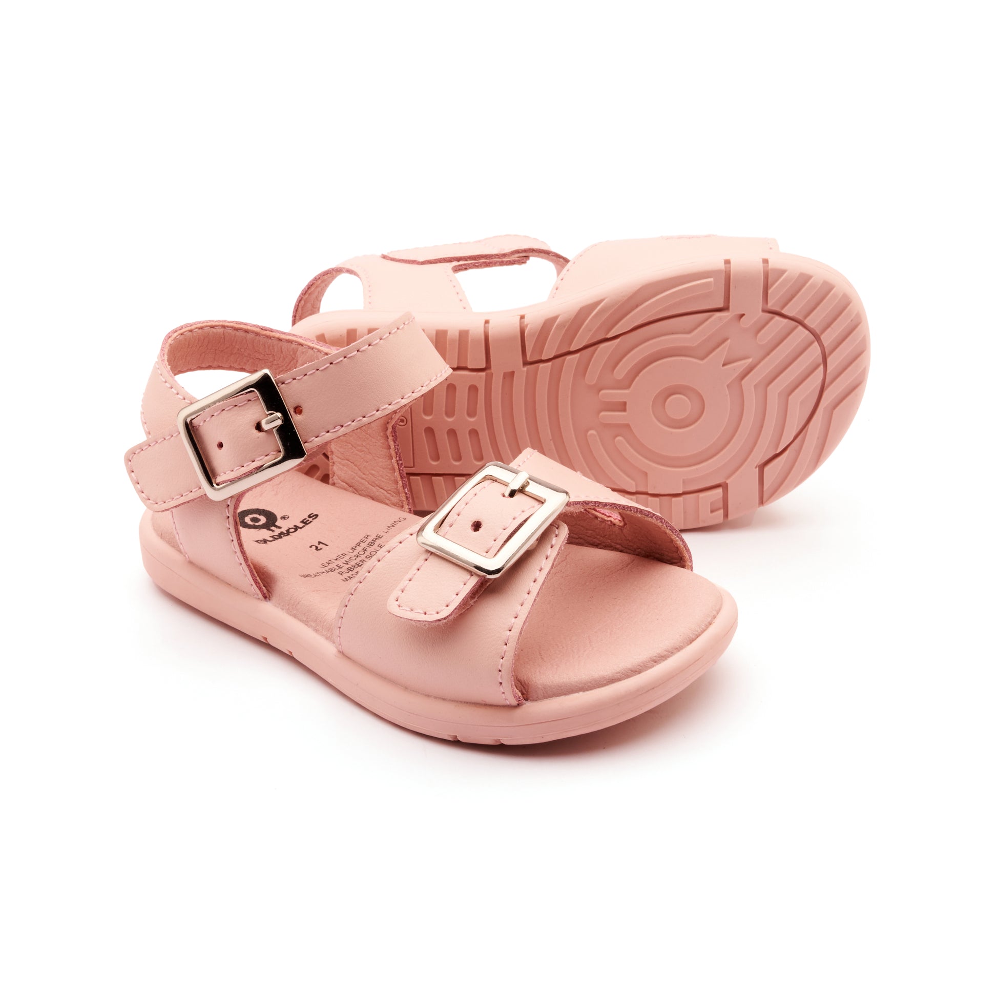 Old Soles 9503 Fresh Cut kids leather shoe in Powder Pink with open toe detail
