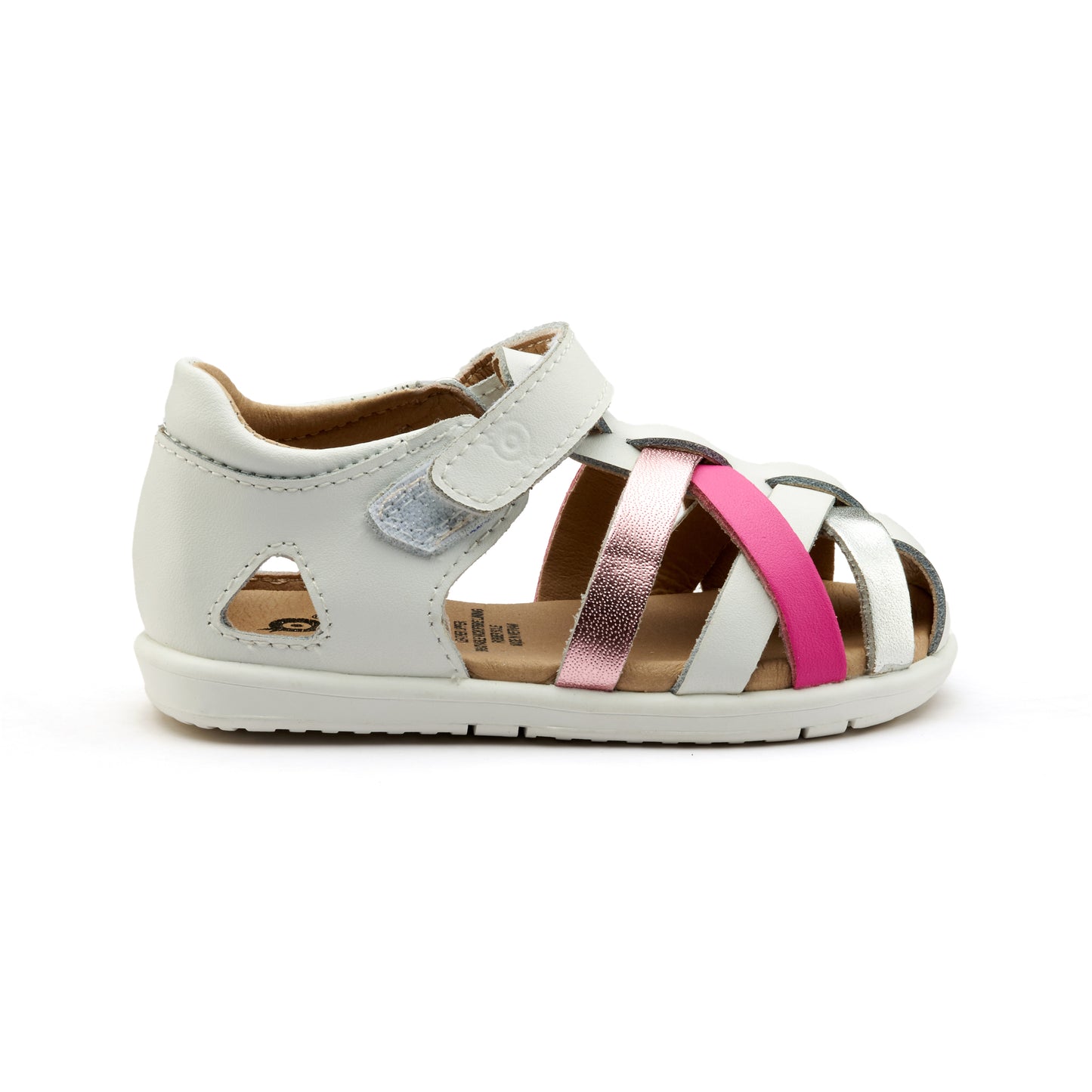Old Soles 9504 Open Air kids leather shoe in Snow and Pink Frost and Snow and Candy and Silver with open toe detail