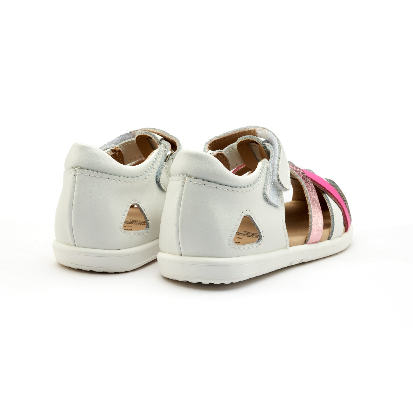 Old Soles 9504 Open Air kids leather shoe in Snow and Pink Frost and Snow and Candy and Silver with open toe detail
