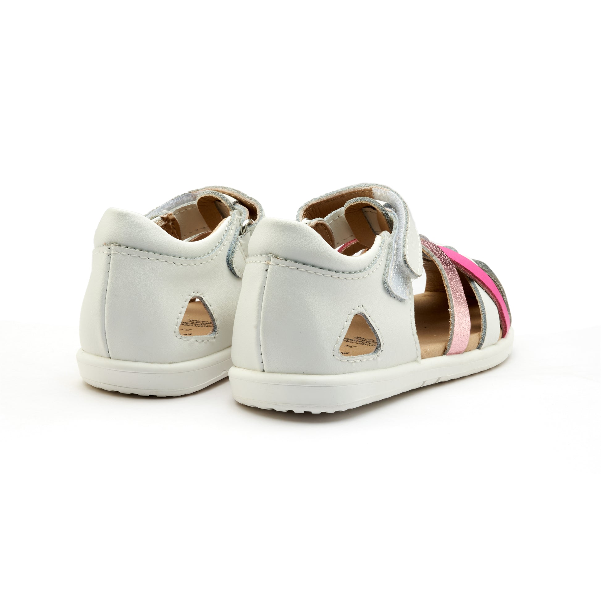 Old Soles 9504 Open Air kids leather shoe in Snow and Pink Frost and Snow and Candy and Silver with open toe detail