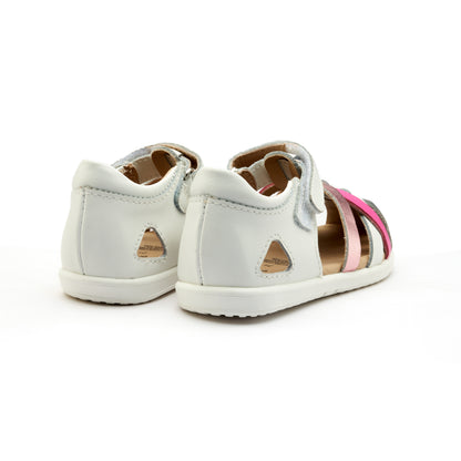 Old Soles 9504 Open Air kids leather shoe in Snow and Pink Frost and Snow and Candy and Silver with open toe detail