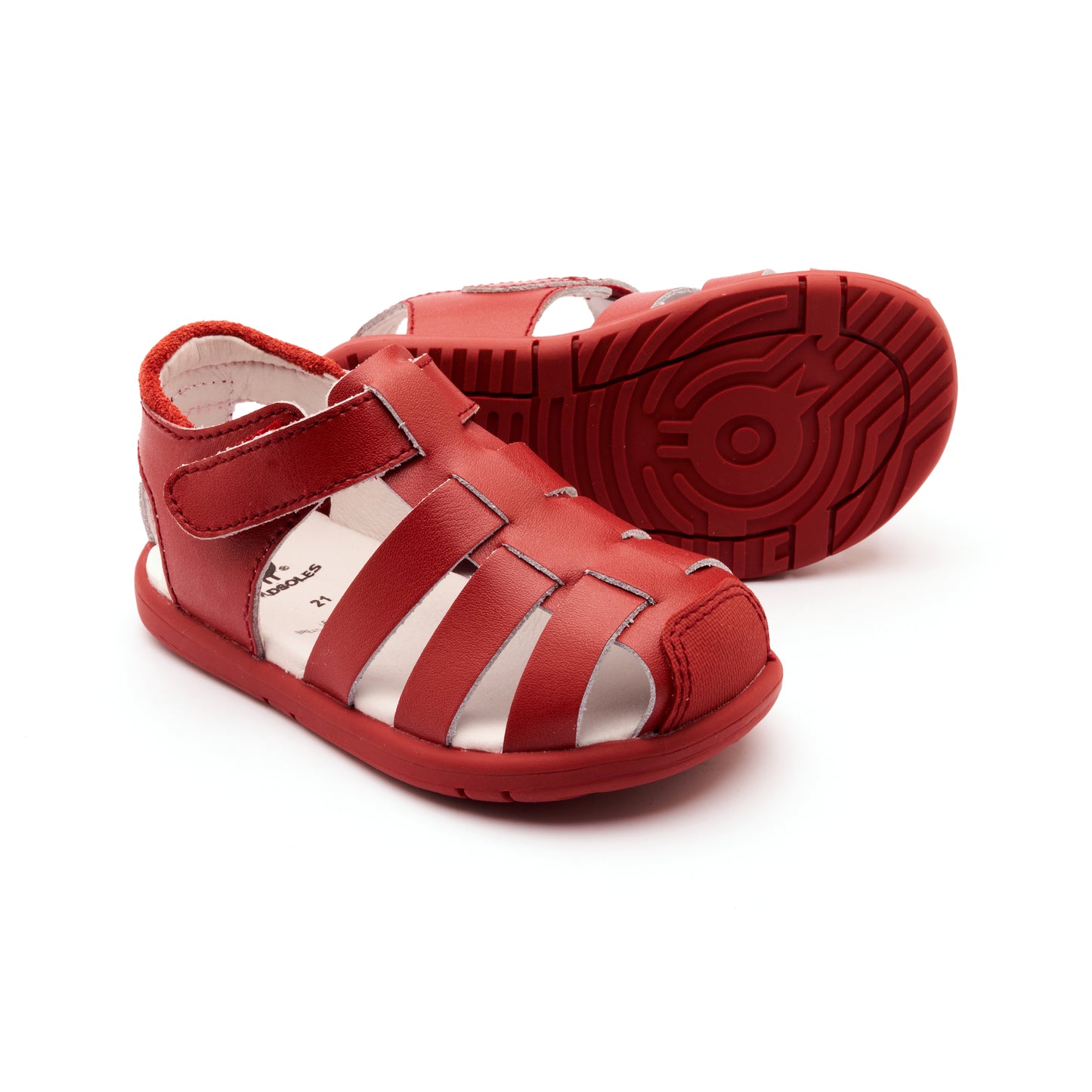 Old Soles 9506 Water Kid kids leather shoe in Red and Red Sole with open toe detail