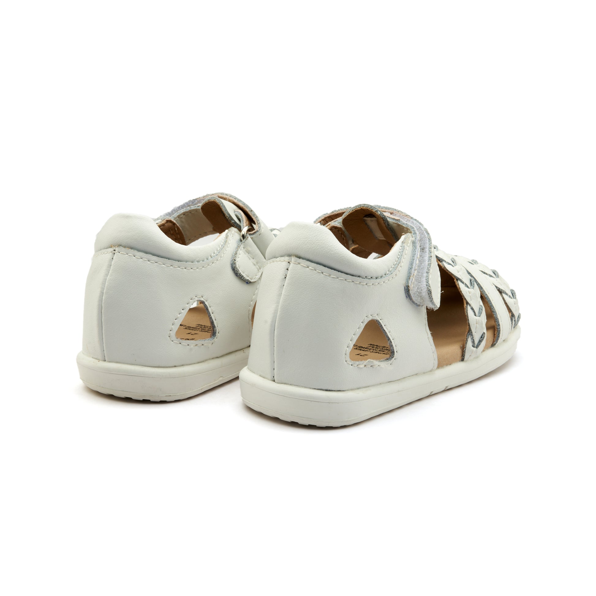 Old Soles 9510 Seascape kids leather sandal in Snow and Snow with open toe detail